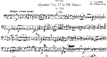 小提琴谱 | Mozart《Quartet No.17 in Bb Major,K.458》(Cello分谱)