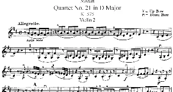 小提琴谱 | Mozart《Quartet No.21 in D Major,K.575》(Violin 2分谱)