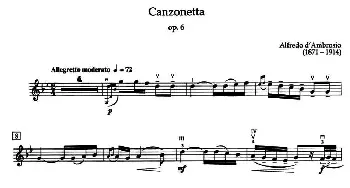 小提琴谱 | Canzonetta Op.6(短歌)Alfredo d'Ambrosio(安布罗西奥）