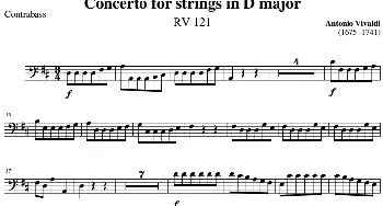 小提琴谱 | Concerto for strings in D Major(RV121 Contrabass分谱)Antonio Vivaldi