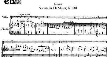 小提琴谱 | Violin Sonata in Eb Major K.481(小提琴+钢琴伴奏)
