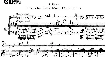 小提琴谱 | Violin Sonata No.8 in G Major Op.30 No.3(小提琴+钢琴伴奏)
