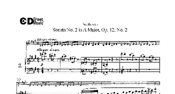 小提琴谱 | A大调第二小提琴奏鸣曲(Sonata No.2 in A Major Op.12,No.2)(小提琴+钢琴伴奏)Beethoven(​贝多芬）