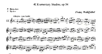小提琴谱 | 40首小提琴初级技巧练习曲之17  弗朗茨·沃尔法特