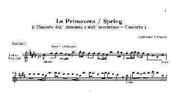 小提琴谱 | La Primavera·Spring(四季·春)(小提琴分谱)维瓦尔第