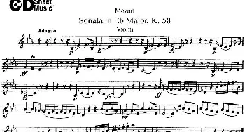 小提琴谱 | Violin Sonata in Eb Major K.58