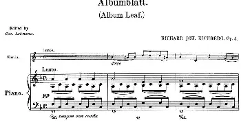 小提琴谱 | 25首小提琴曲合集 Albumblatt.(Album Leaf.)(RICHARD JOH.EICHBERG. Op.4)(小提琴+钢琴伴奏)BENONI LAGYE