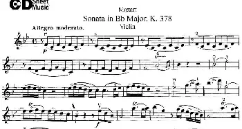 小提琴谱 | Violin Sonata in Bb Major K.378