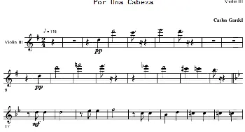 小提琴谱 | Por Una Cabeza 一步之遥(第三小提琴分谱)Carlos Gardel
