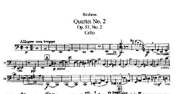 勃拉姆斯《Quartet No.2》Op.51(大提琴谱)