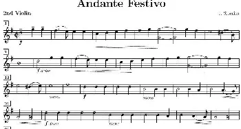 小提琴谱 | Andante Festivo(活泼的行板 第二小提琴分谱)西贝柳斯