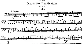 小提琴谱 | Mozart《Quartet No.7 in Eb Major,K.160》(Cello分谱)