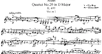 小提琴谱 | Mozart《Quartet No.20 in D Major,K.499》(Violin 1分谱)