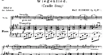 小提琴谱 | 25首小提琴曲合集 Wiegenlied.(Cradle Song.)(MAX EICHHORN Op.13 No.1)(小提琴+钢琴伴奏)BENONI LAGYE