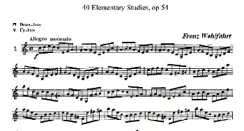 小提琴谱 | 40首小提琴初级技巧练习曲之一  弗朗茨·沃尔法特