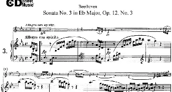 小提琴谱 | Violin Sonata No.3 in Eb Major Op.12 No.3(小提琴+钢琴伴奏)