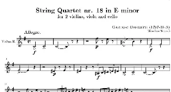 小提琴谱 | String Quartet nr.18 in E minor(E小调弦乐四重奏)(第二小提琴分谱)托马西