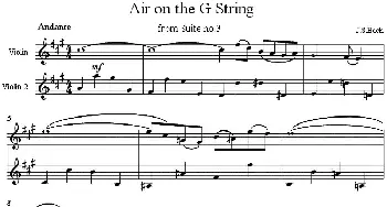 小提琴谱 | Air on the G String from Suite no.3(G弦上的咏叹调)(二重奏)巴赫