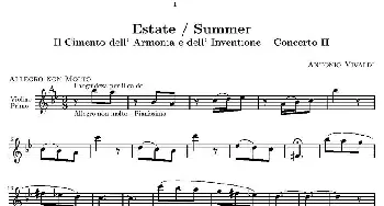 小提琴谱 | 维瓦尔第“四季套曲”之夏(第一小提琴谱)