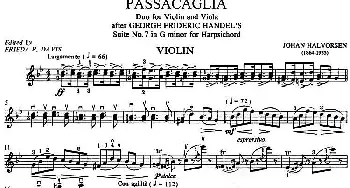 小提琴谱 | Passacaglia(帕萨卡利亚)(二重奏小提琴分谱)亨德尔-哈尔沃森