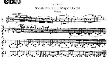 小提琴谱 | Violin Sonata No.5 in F Major Op.24