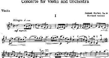 小提琴谱 | CONCERTO FOR VIOLIN AND ORCHESTRA Op.14(小提琴和交响乐协奏曲·小提琴分谱)巴伯(BARBER）