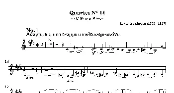 Quartet No.14 in C Sharp Minor(第十四号升C小调弦乐四重奏)(第二小提琴分谱)  Beethoven（贝多芬）