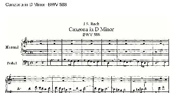 Canzona in D Minor--BWV 588(管风琴谱)