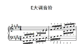 第五级 9.E大调音阶(中央音乐学院 钢琴(业余)考级教程 4-6级）