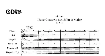 Piano Concerto No.26 in D Major K.537(D大调第二十六钢琴协奏曲总谱)  沃尔夫冈·阿玛多伊斯·莫扎特