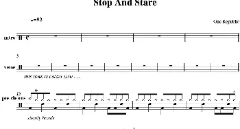OneRepublic - Stop and stare(爵士鼓谱)