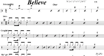 Cher - Believe(爵士鼓谱)