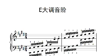 第六级 9.E大调音阶(中央音乐学院 钢琴(业余)考级教程 4-6级）