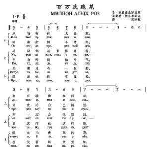 百万玫瑰花МИЛИОН АЛЫХ РОЗ_歌谱投稿_词曲:安•沃兹涅先斯基 莱蒙德•帕乌尔斯