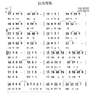 因为有你_通俗唱法乐谱_词曲:雨轻非 杨宏生