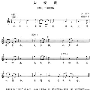 大麦黄_合唱歌谱_词曲:方殷 胡敬熙