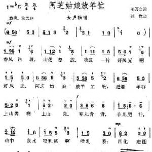 阿芝姑娘放羊忙_民歌简谱_词曲:王万金 张牧