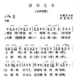 尕马儿令_民歌简谱_词曲: 甘肃东乡族临夏花儿