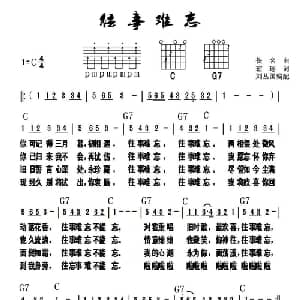 往事难忘_通俗唱法乐谱_词曲: 琼瑶曲 刘丛国配和弦