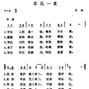 军民一家_民歌简谱