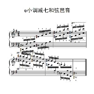 第六级 4.e小调减七和弦琶音 钢琴谱