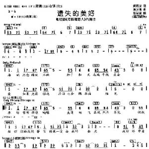 遗失的美好_通俗唱法乐谱_词曲:姚若龙 黄汉青