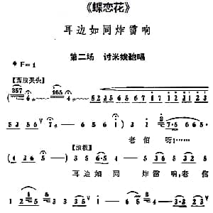 京剧谱 | 耳边如同炸雷响 蝶恋花 第二场 讨米娭毑唱段