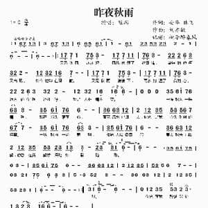 昨夜秋雨_歌谱投稿_词曲:安华 林飞 刘亦敏