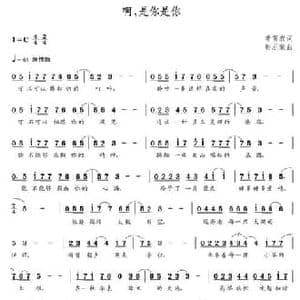 啊,是你是你_民歌简谱_词曲:李育农 朝乐蒙