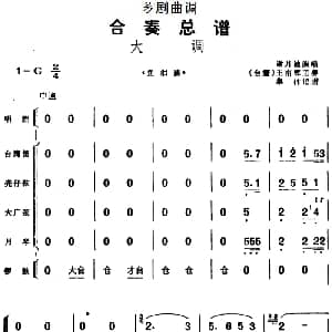 芗剧曲调 合奏总谱 大调 选自 血泪荡 谢月池演唱 王南辉主奏 集体记谱