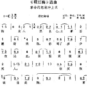 黄梅戏谱 | 程红梅 选曲 革命的怒潮冲上天 程红梅唱段 石生 李可 子牛 方绍墀编曲
