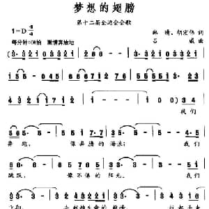 梦想的翅膀_通俗唱法乐谱_词曲:韩晴 胡宏伟 吕威
