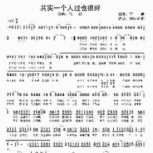其实一个人过也很好_歌谱投稿