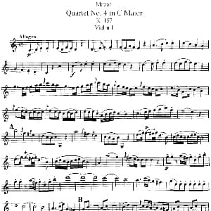 小提琴谱 | Mozart Quartet No.4 in C Major,K.157 Violin 1分谱